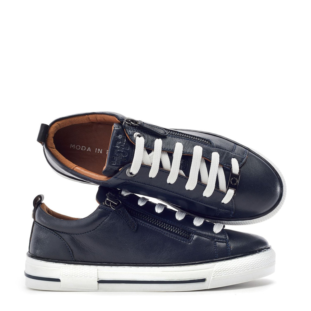 Felicitee Navy Leather Trainers