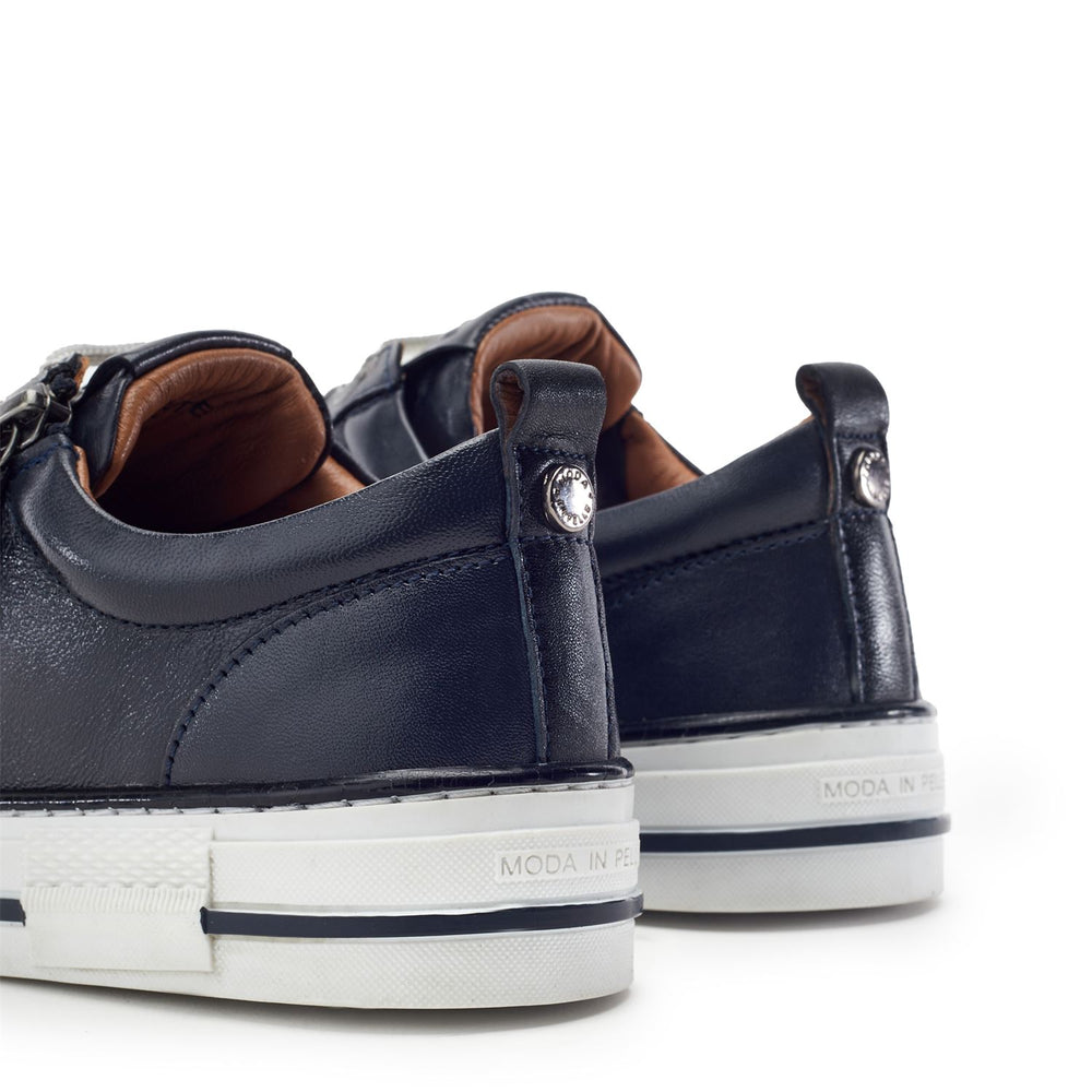 Felicitee Navy Leather Trainers