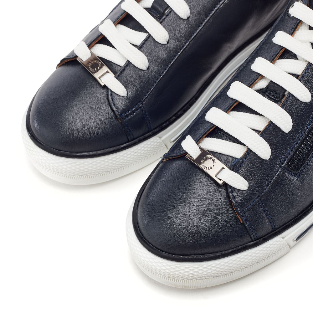 Felicitee Navy Leather Trainers