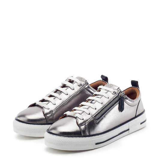 Felicitee Pewter Leather Trainers