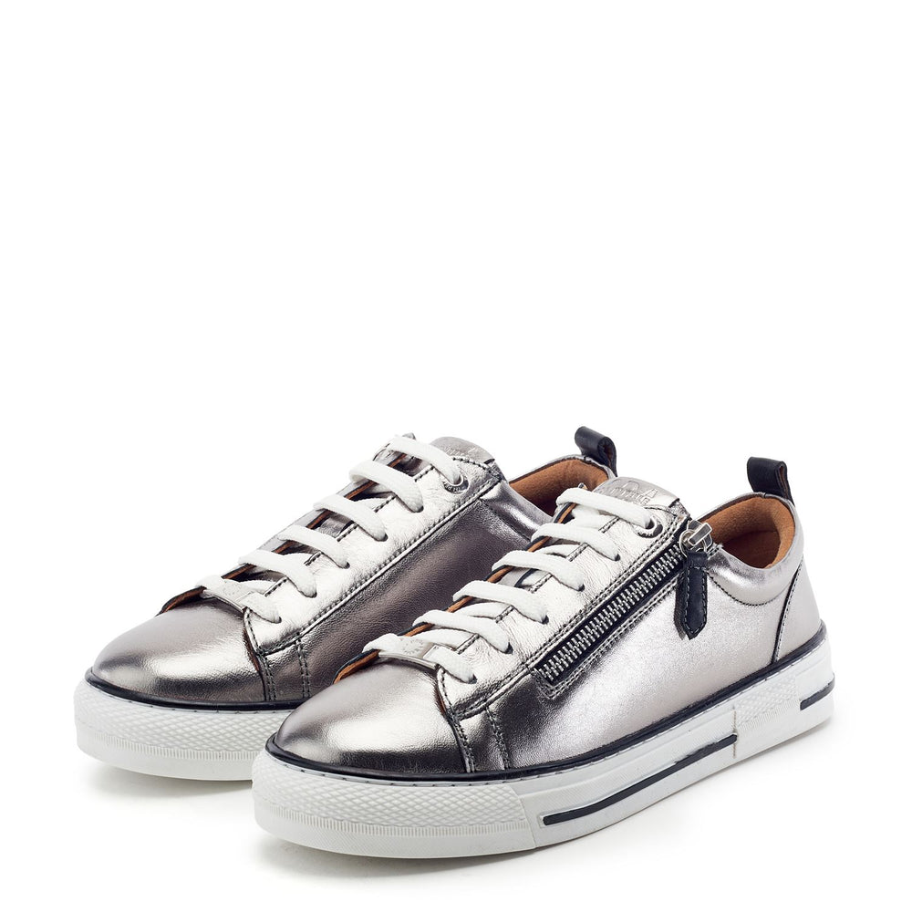 Felicitee Pewter Leather Trainers