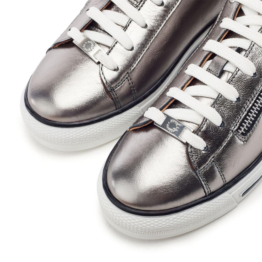 Felicitee Pewter Leather Trainers