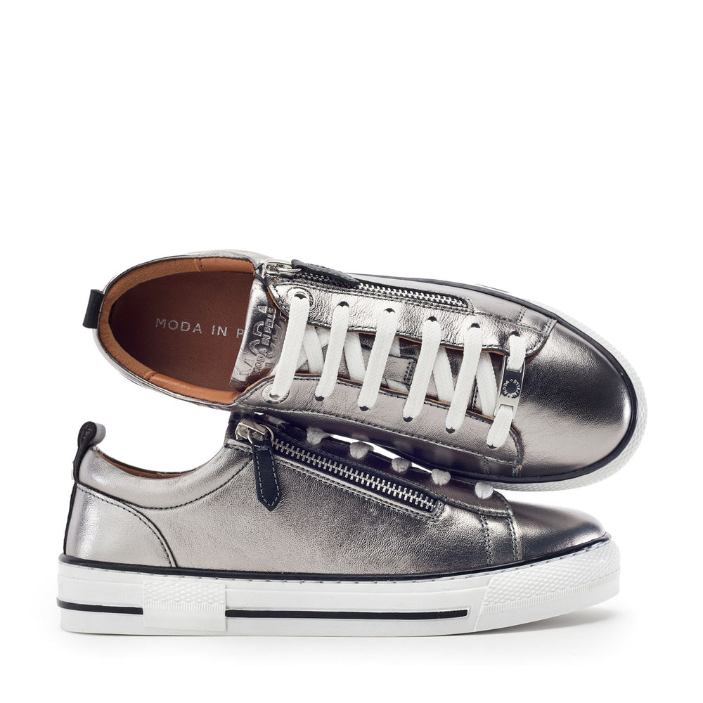 Felicitee Pewter Leather Trainers