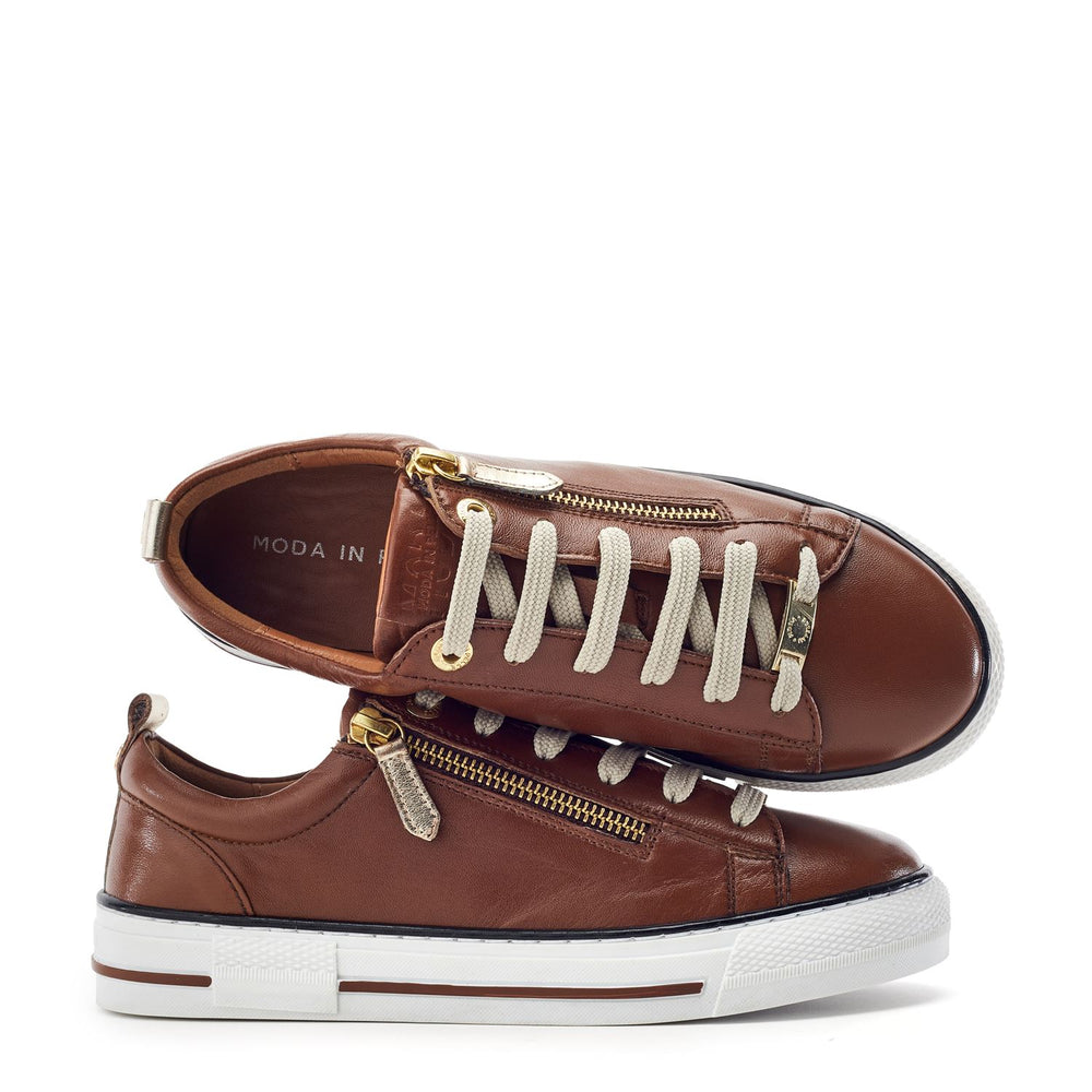 Felicitee Tan Leather Trainers