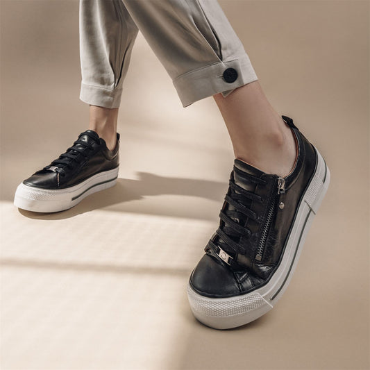 Filician Black Leather Trainers