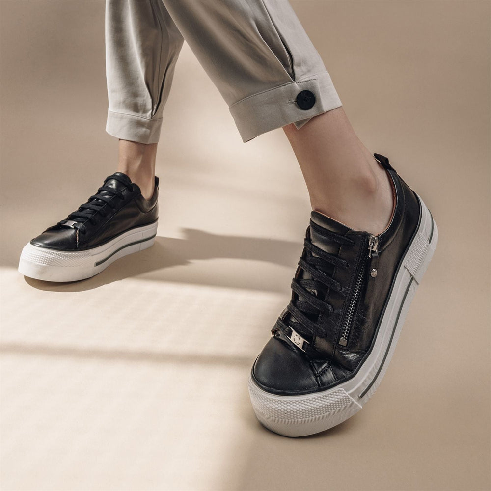 Filician Black Leather Trainers