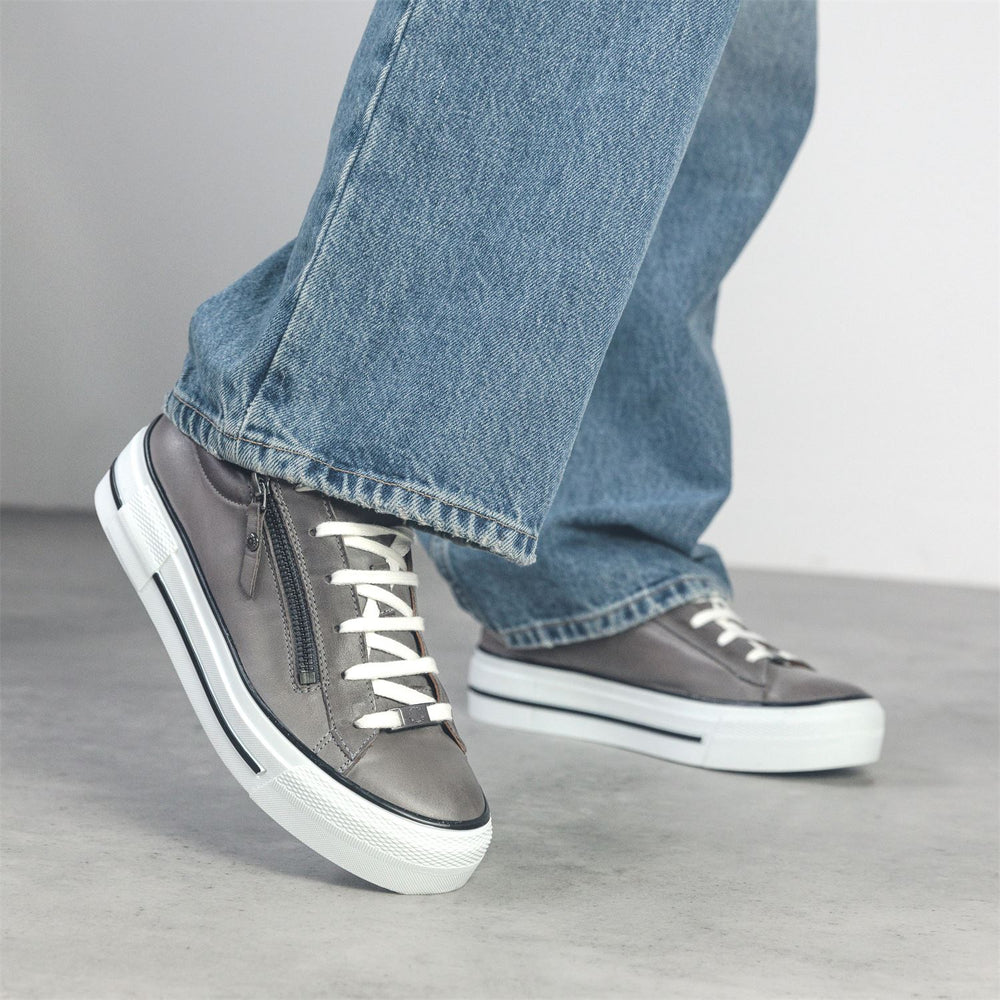 Filician Dark Grey Leather Trainers