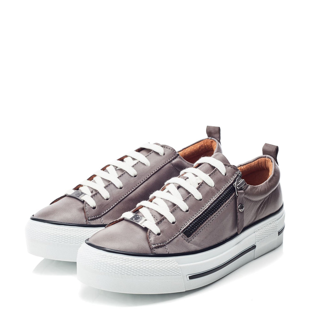 Filician Dark Grey Leather Trainers
