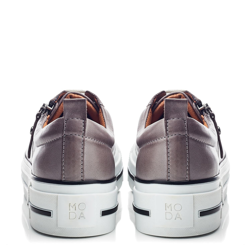 Filician Dark Grey Leather Trainers