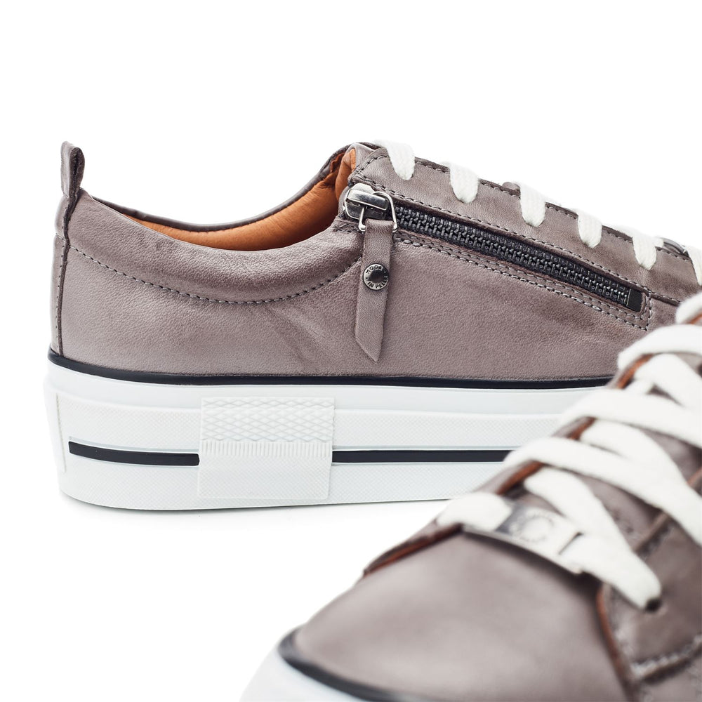 Filician Dark Grey Leather Trainers