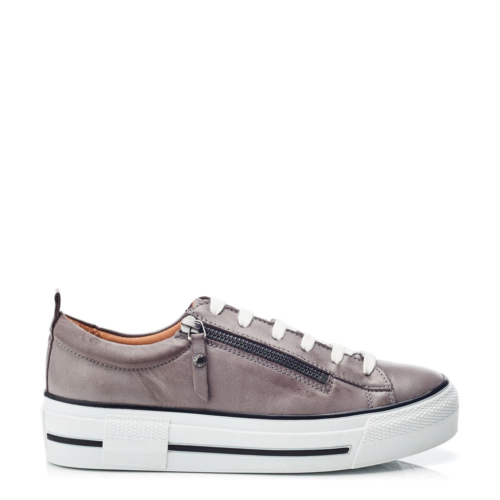 Filician Dark Grey Leather Trainers