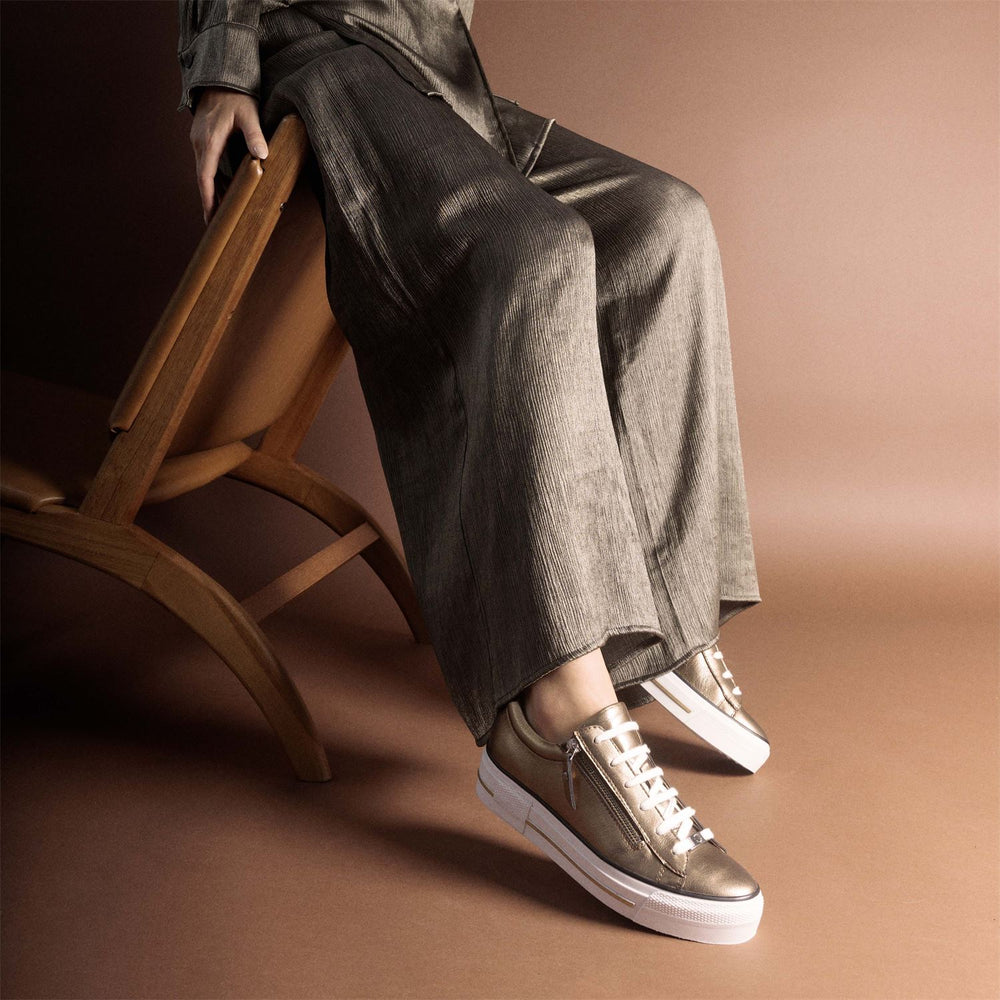 Filician Gold Metallic Leather Trainers