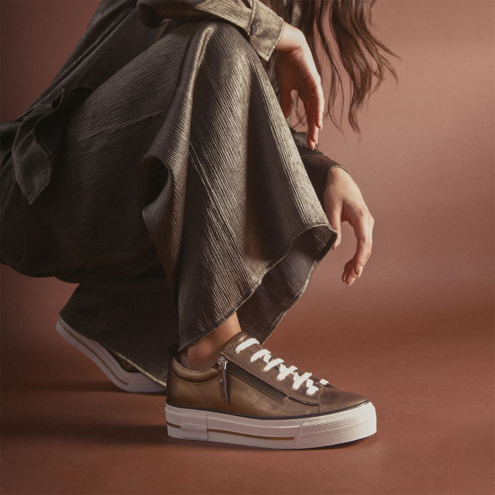 Filician Gold Metallic Leather Trainers