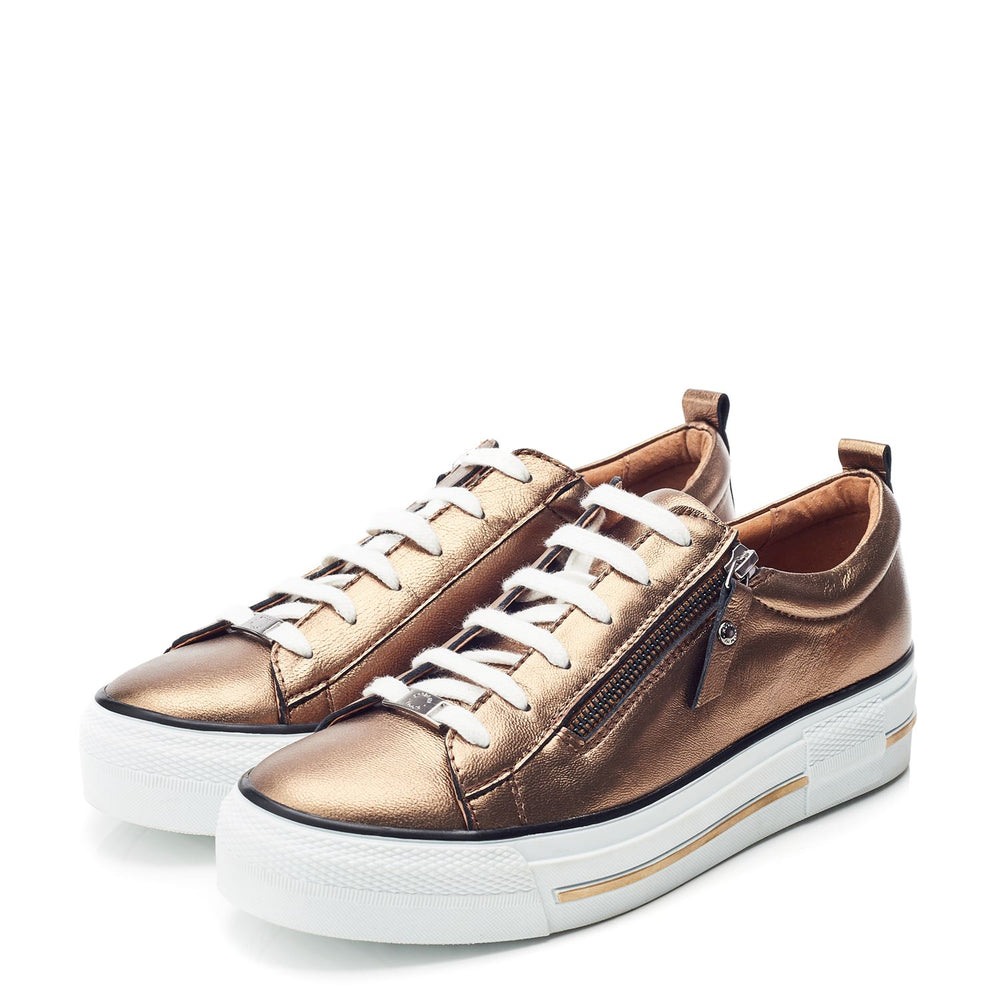 Filician Gold Metallic Leather Trainers