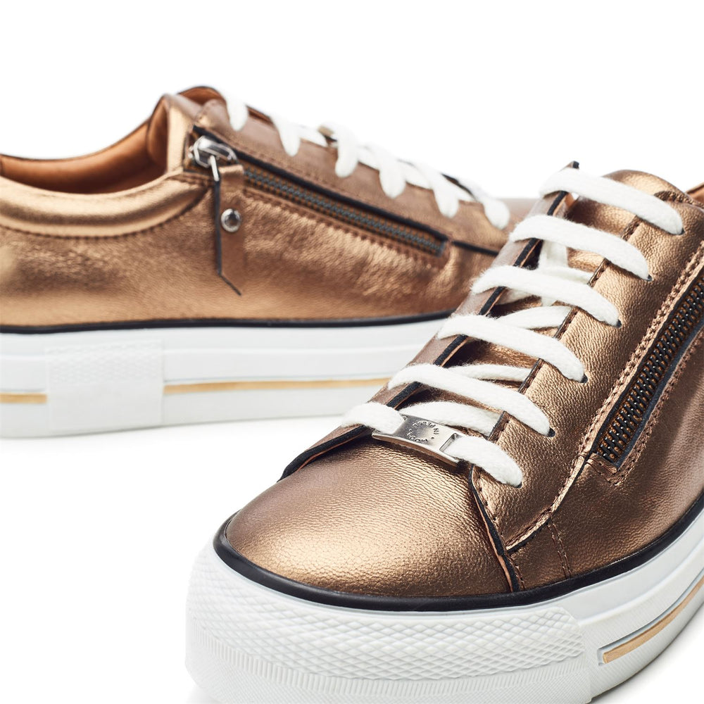 Filician Gold Metallic Leather Trainers