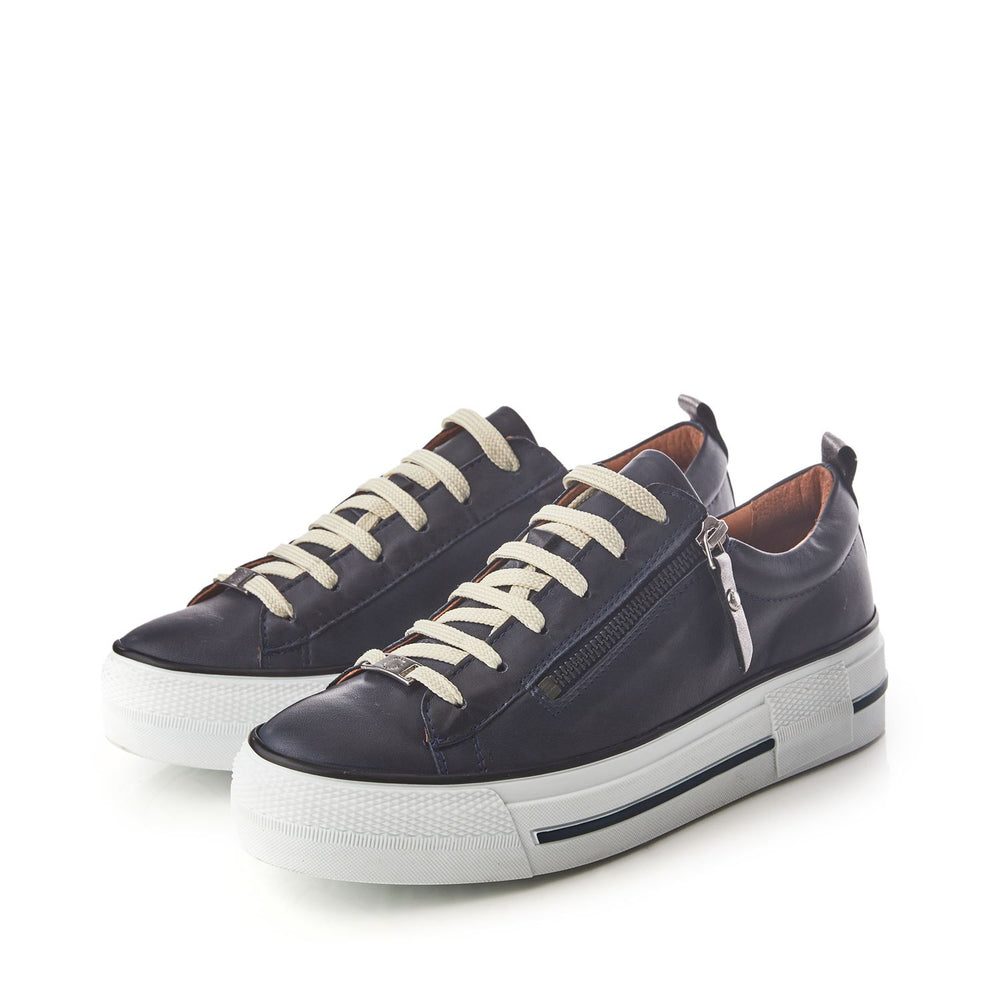 Filician Navy Leather Trainers