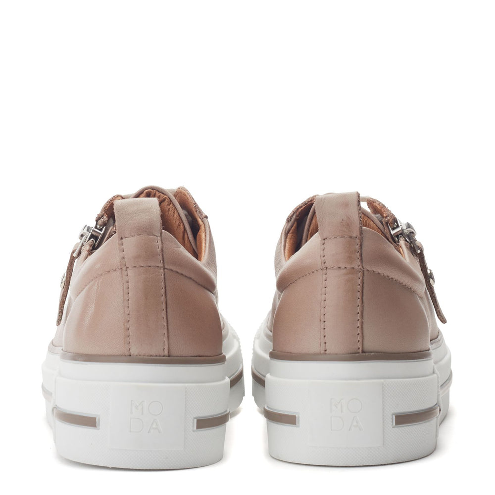 Filician Taupe Leather Trainers