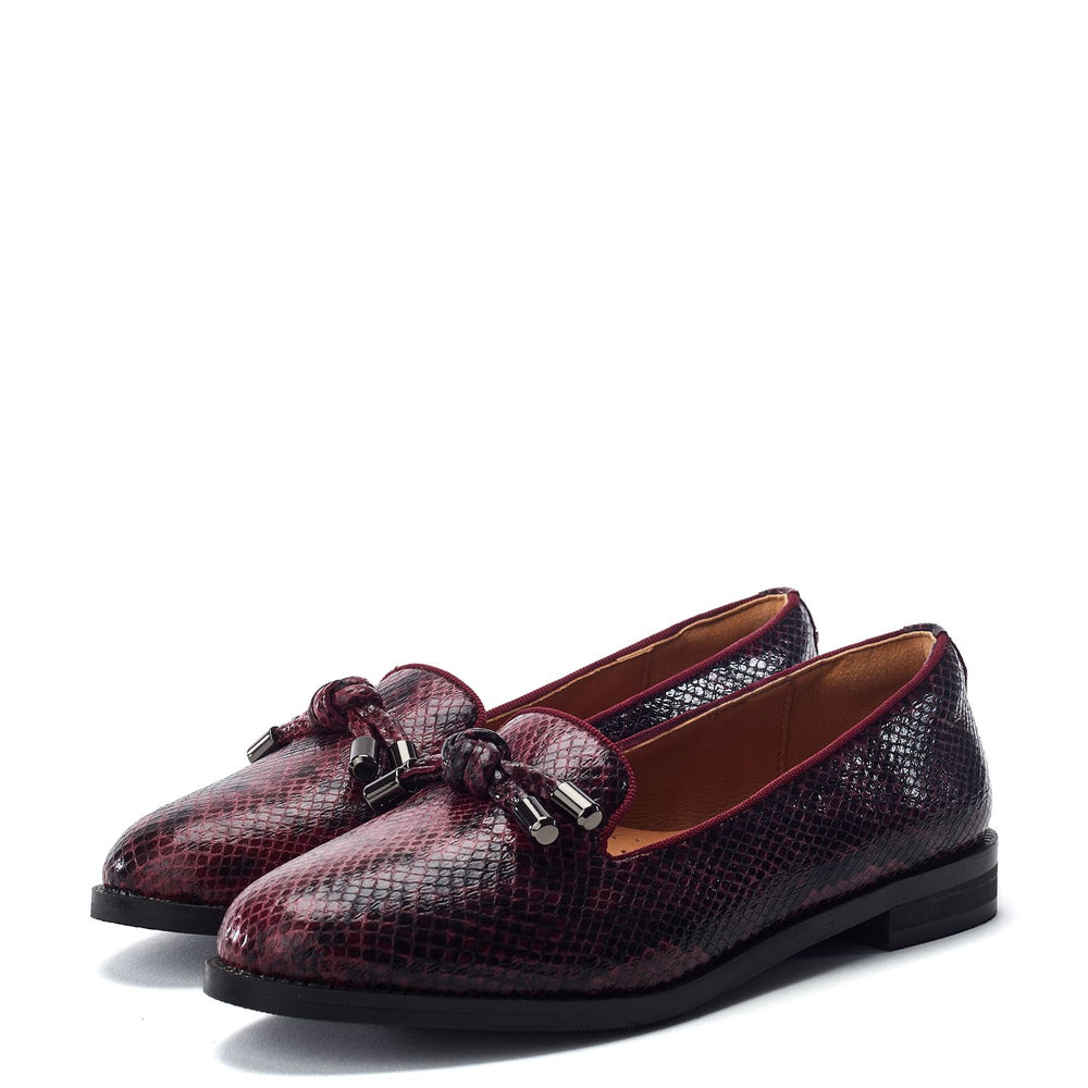 Fillipa Burgundy Snake Print Shoes