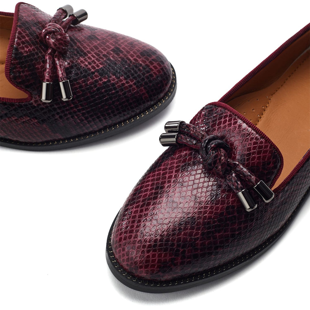 Fillipa Burgundy Snake Print Shoes