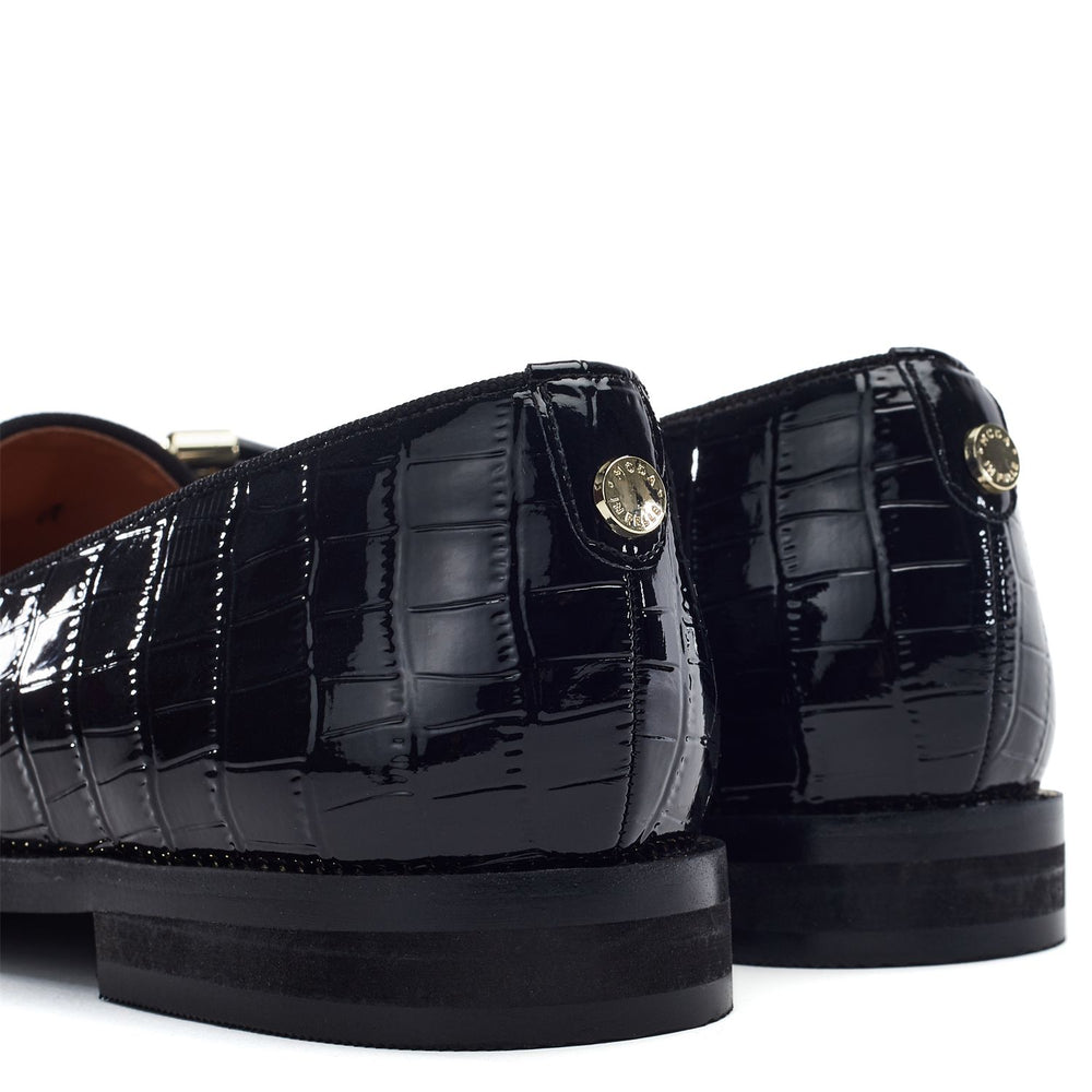 Fillipa Black Patent Mocc Croc Shoes