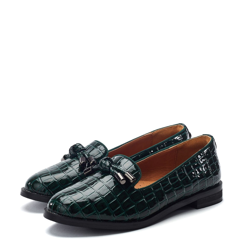 Fillipa Green Patent Mocc Croc Shoes