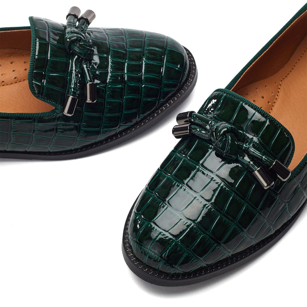 Fillipa Green Patent Mocc Croc Shoes