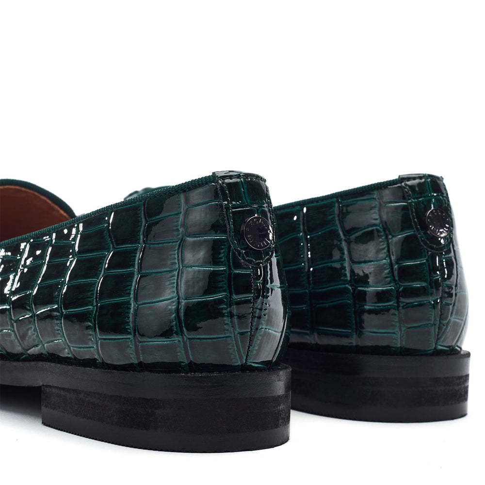 Fillipa Green Patent Mocc Croc Shoes