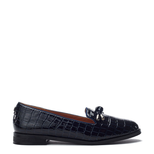 Fillipa Navy Patent Mocc Croc Shoes