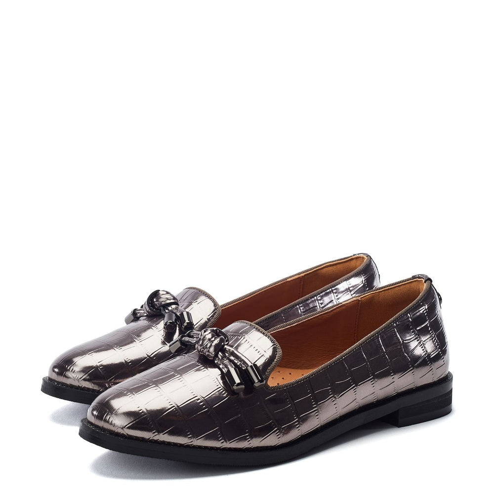 Fillipa Pewter Patent Mocc Croc Shoes