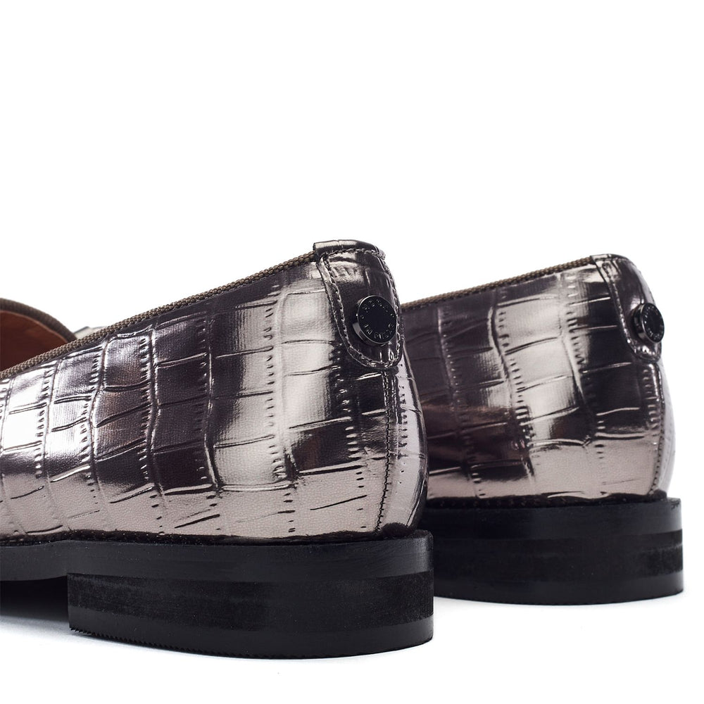 Fillipa Pewter Patent Mocc Croc Shoes