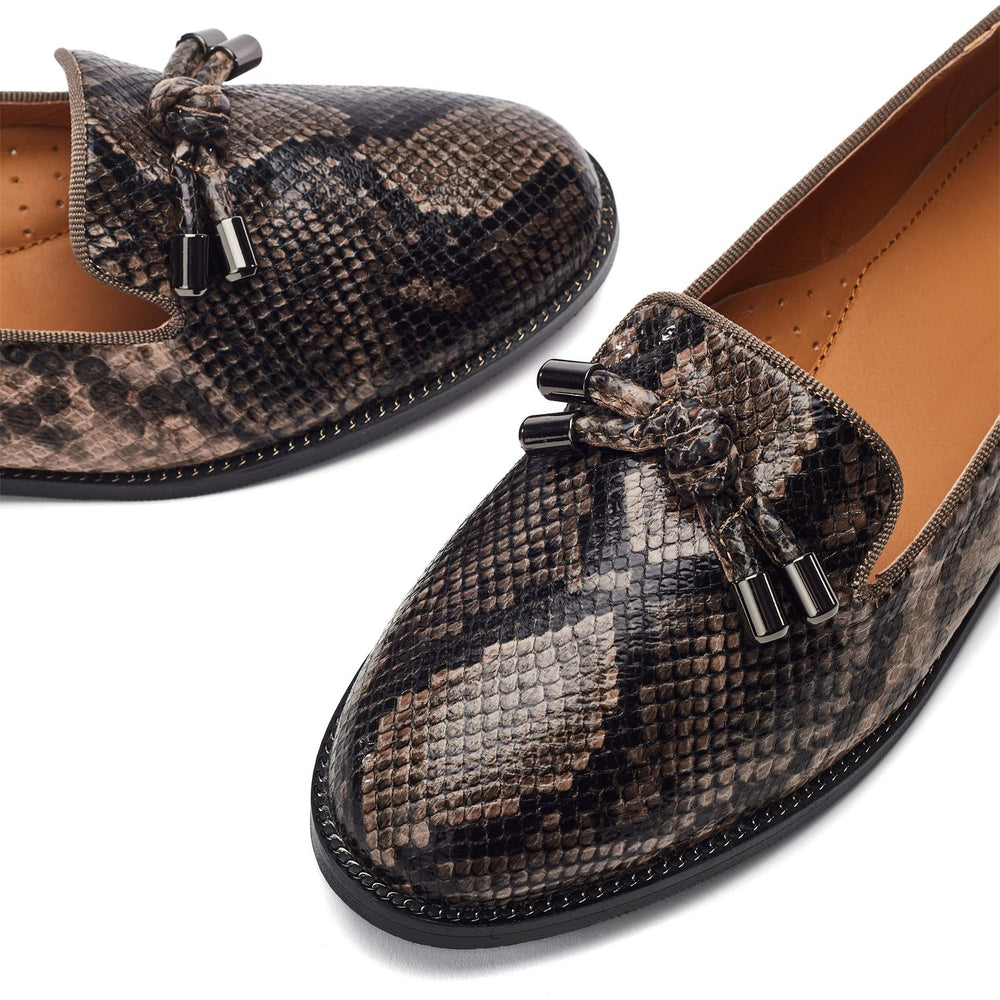 Fillipa Taupe Snake Print Shoes