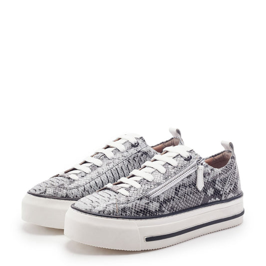 Flissie Grey Mix Snake Print Leather Trainers
