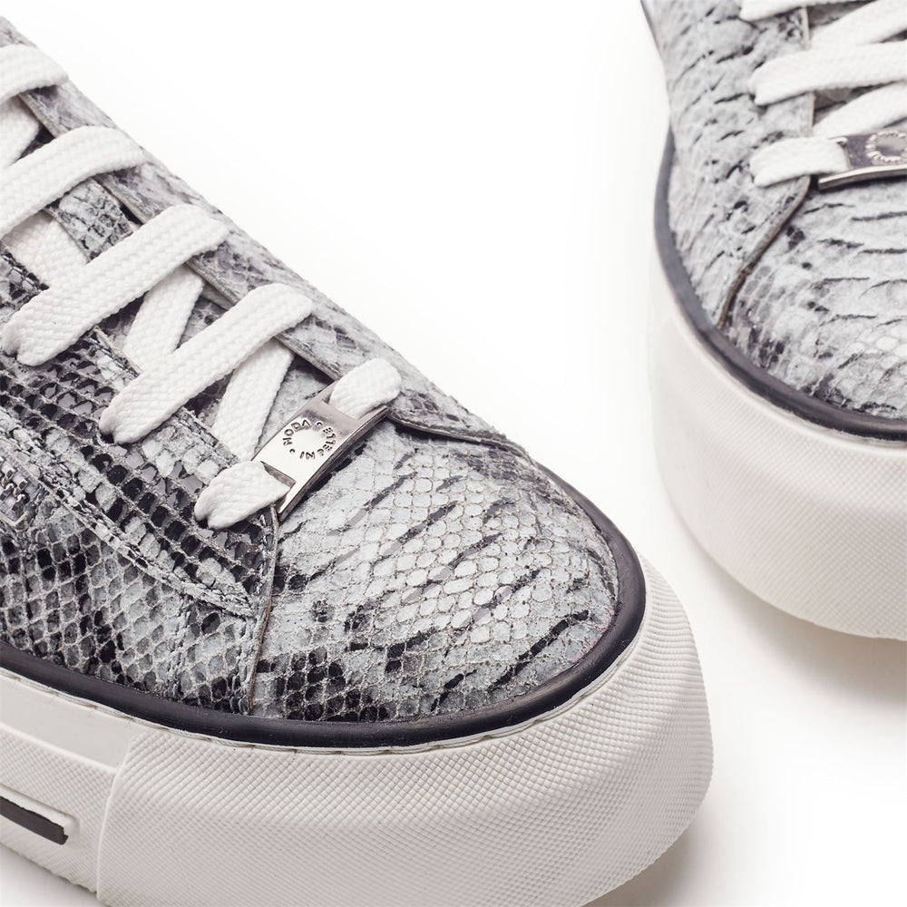 Flissie Grey Mix Snake Print Leather Trainers
