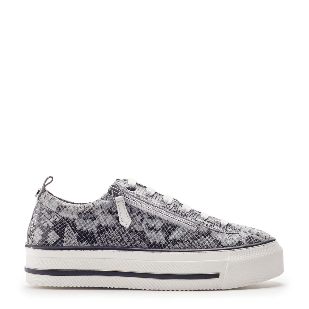 Flissie Grey Mix Snake Print Leather Trainers