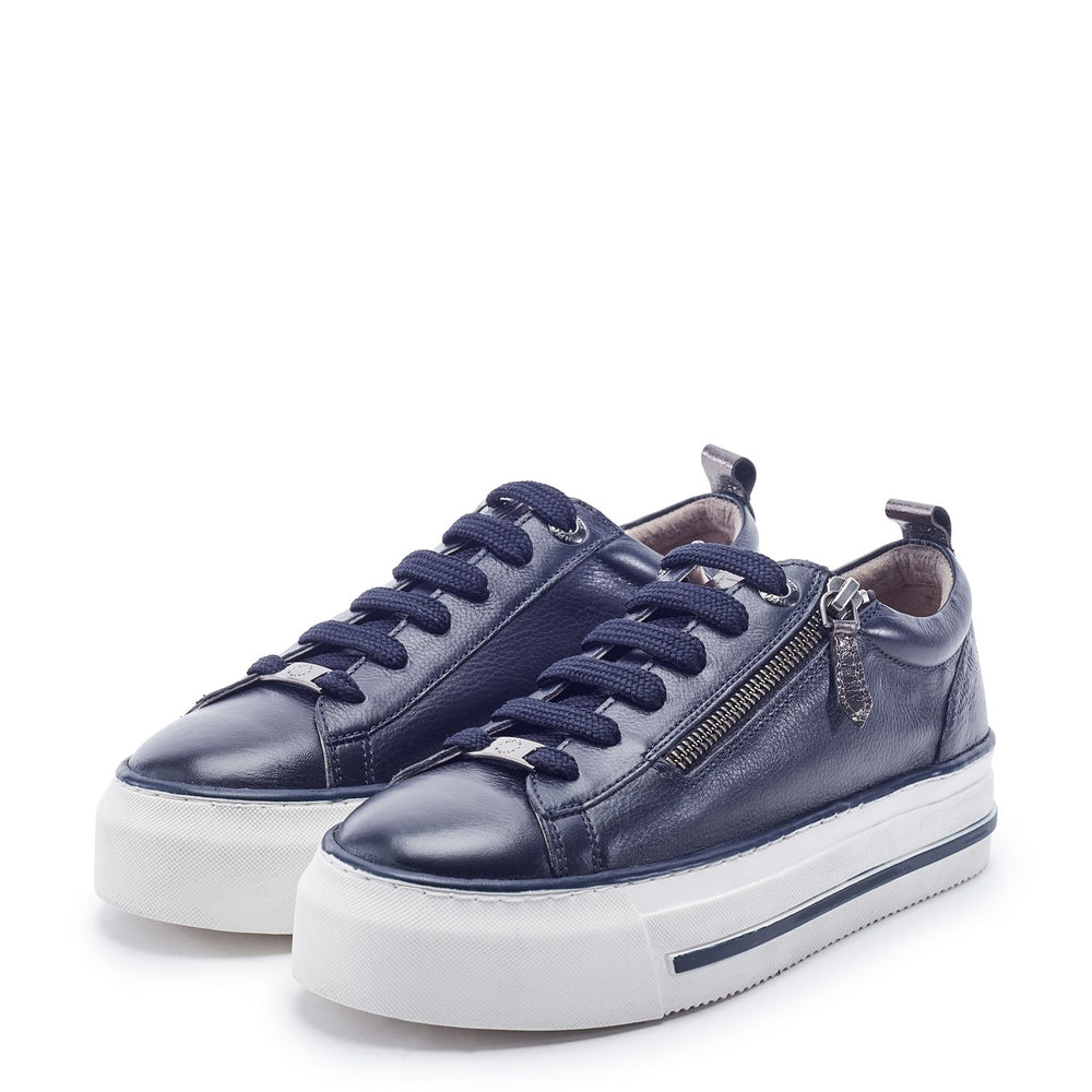 Flissie Navy Leather Trainers