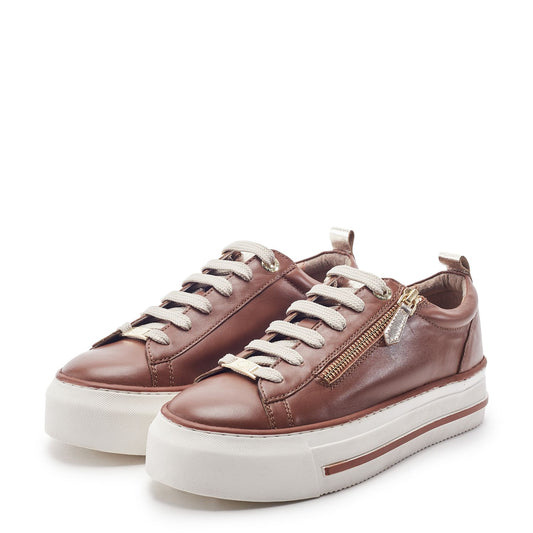 Flissie Tan Leather Trainers