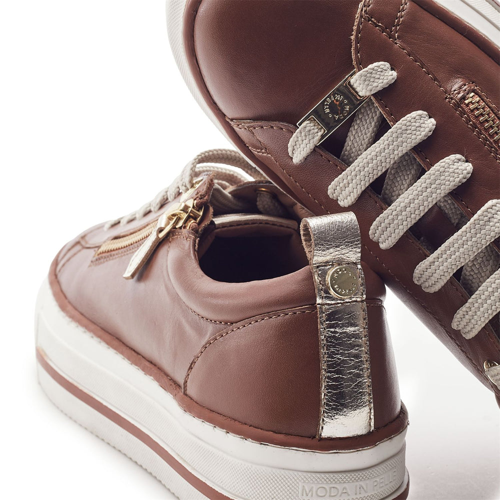 Flissie Tan Leather Trainers