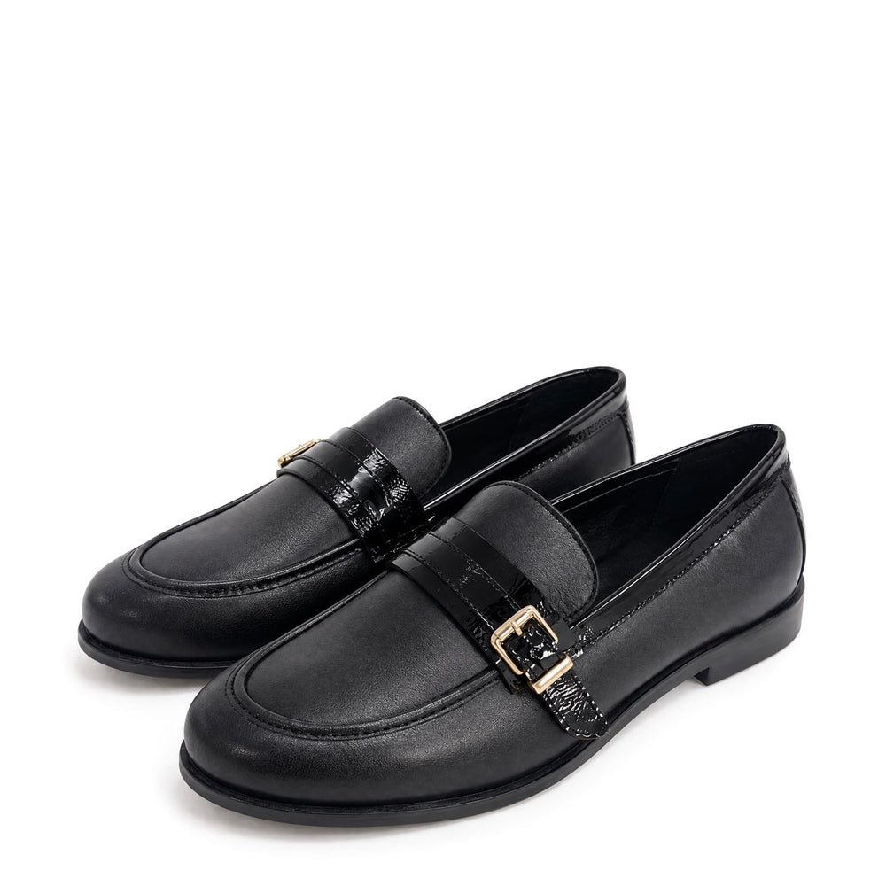Freda Black Leather Shoes