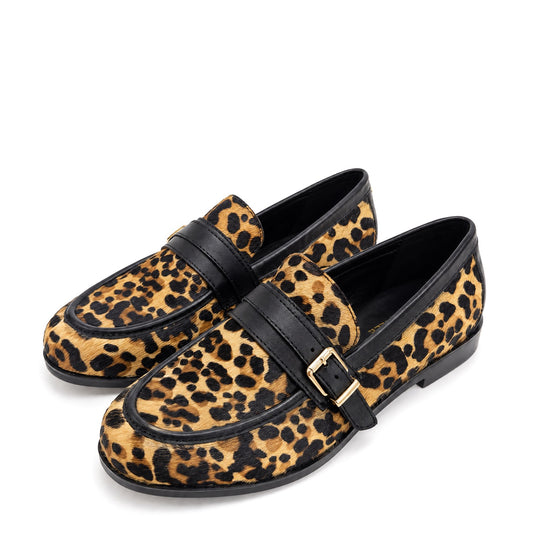 Freda Brown Mix Leopard Print Pony Hair Shoes