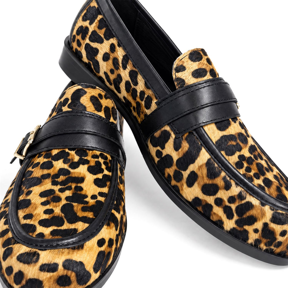 Freda Brown Mix Leopard Print Pony Hair Shoes