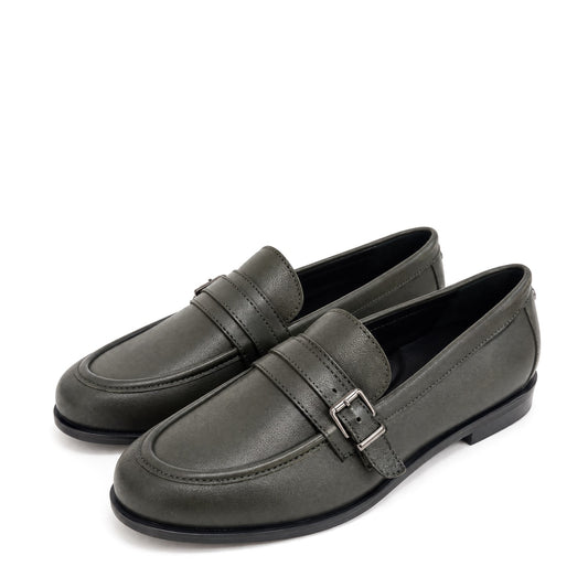 Freda Khaki Leather Shoes