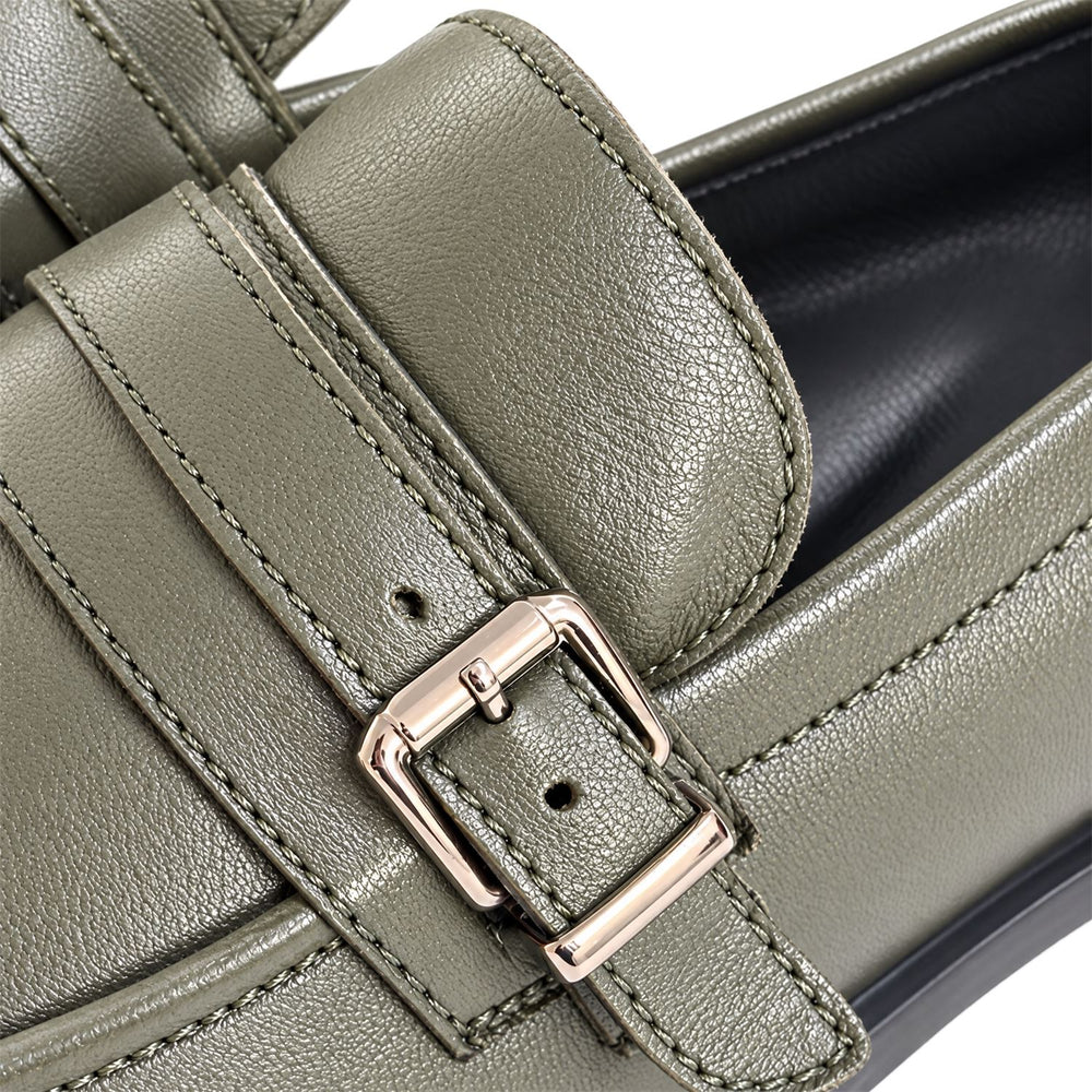Freda Khaki Leather Shoes