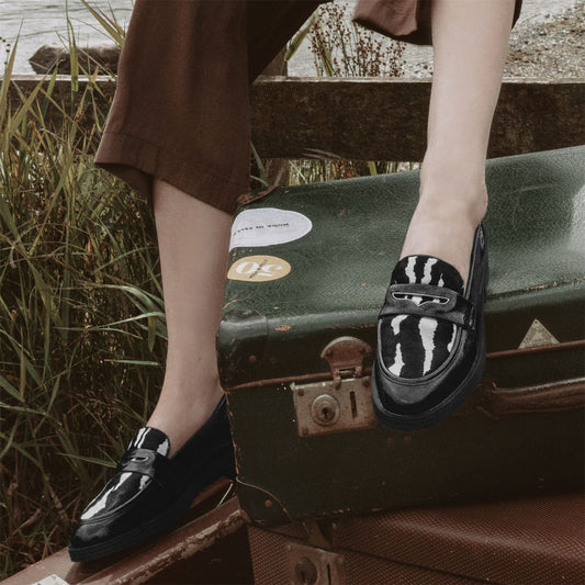 Fumia Black - Zebra Patent Leather Shoes