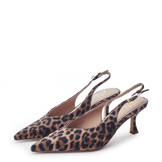 Gallia Leopard Satin Satin Shoes