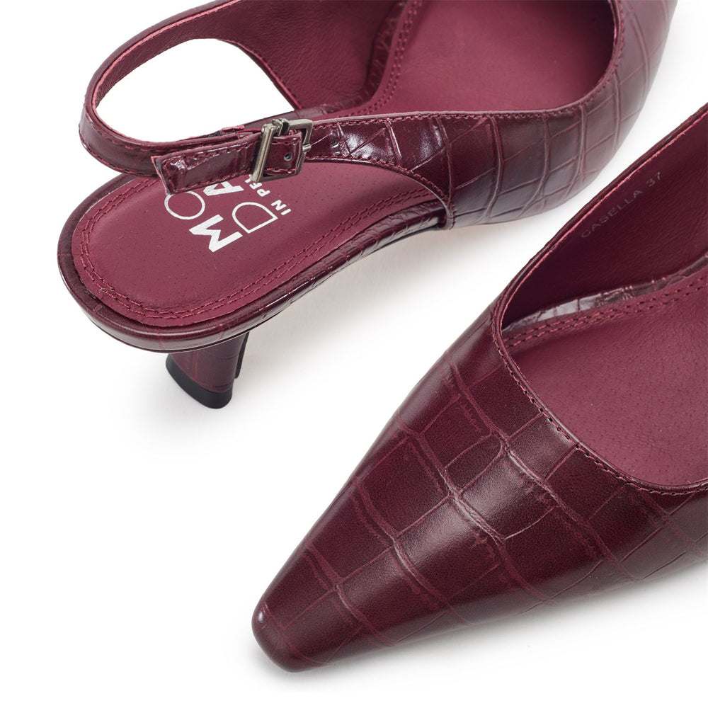 Gasella Burgundy Patent Mocc Croc Shoes