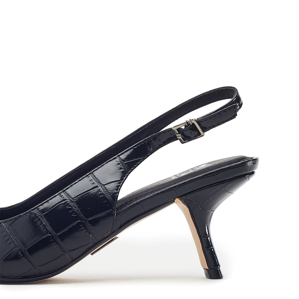 Gasella Black Patent Mocc Croc Shoes