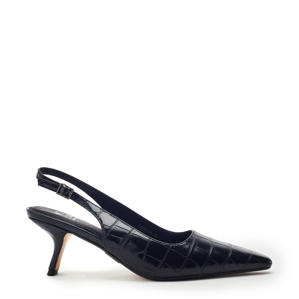 Gasella Black Patent Mocc Croc Shoes
