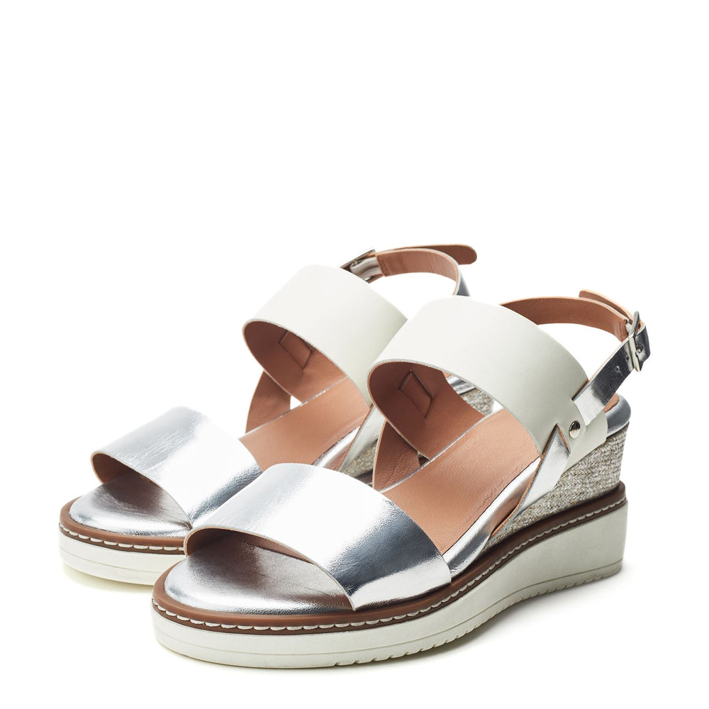 Gavasi White - Silver Leather Sandals