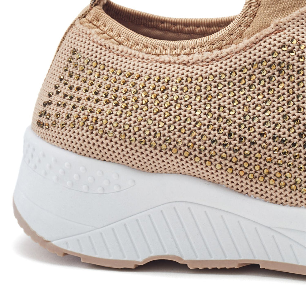 Giavanna Beige Textile Trainers