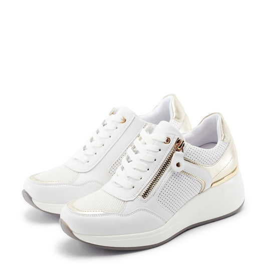 Giuseppina White-Gold Porvair Trainers